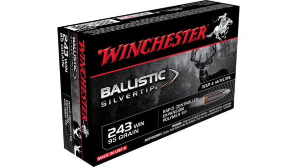 opplanet winchester ballistic silvertip 243 winchester 95 grain rapid expansion polymer tip brass cased centerfire rifle ammo 20 rounds sbst243a main 1