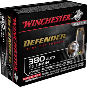 opplanet winchester defender handgun 380 acp 95 grain bonded jacketed hollow point centerfire pistol ammo 20 rounds s380pdb main 1