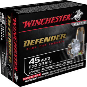 opplanet winchester defender handgun 45 acp 230 grain bonded jacketed hollow point brass cased centerfire pistol ammo 20 rounds s45pdb main