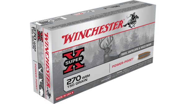 opplanet winchester super x rifle 270 winchester short magnum 150 grain power point brass cased centerfire rifle ammo 20 rounds x270wsm main