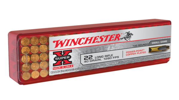 opplanet winchester super x rimfire 22 long rifle 40 grain copper plated hollow point rimfire ammo 100 rounds x22lrpp1 main 1