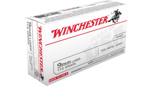 opplanet winchester usa handgun 9mm luger 115 grain full metal jacket brass cased centerfire pistol ammo 50 rounds q4172 main 1