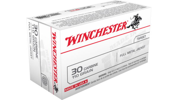 opplanet winchester usa rifle 30 carbine 110 grain full metal jacket brass cased centerfire rifle ammo 50 rounds q3132 main 1