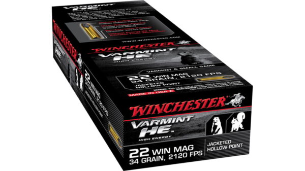 opplanet winchester varmint he 22 winchester magnum rimfire 34 grain jacketed hollow point rimfire ammo 50 rounds s22wm main 1