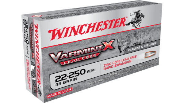 opplanet winchester varmint x rifle lead free 22 250 remington 38 grain zink core hollow point centerfire rifle ammo 20 rounds x22250plf main