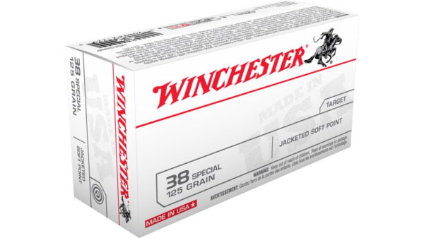 opplanet winchester winchester 38 special 125 grain jacketed flat point brass cased centerfire pistol ammo 50 rounds usa38sp main